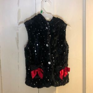 WonderKids BlackFaux Fur Vest with Hood & Ears